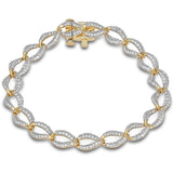 2.24ct G SI 14kt Yellow Gold Oval Link Diamond Bracelet 7" Long
