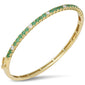 <span style="color:purple">SPECIAL!</span> 1.72ct G SI 14K Yellow Gold Diamond & Emerald Gemstone Bangle Bracelet