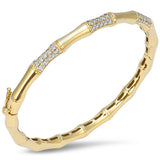 .97ct G SI 14kt Yellow Gold Diamond Bamboo Design Bangle Bracelet