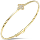 .13ct G SI 14kt Yellow Gold Diamond Clover Bangle Bracelet