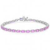 <span style="color:purple">SPECIAL!</span> 5.32ct G SI 14kt White Gold Diamond & Pink Sapphire Gemstone Tennis Bracelet 7" Long