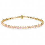 1.55ct G SI 14kt Yellow Gold Diamond & Pink Sapphire Gemstones Tennis Bracelet 7.25" Long
