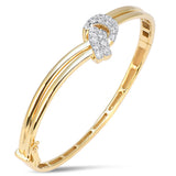 1.00ct G SI 14kt Yellow Gold Diamond Knot Bangle Bracelet