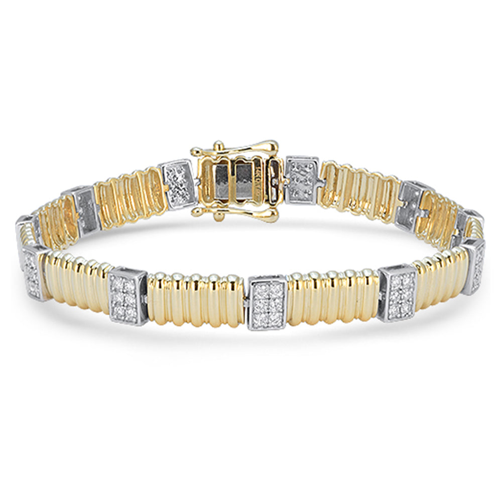 .96ct G SI 14kt Yellow Gold Round Diamond Aurora Bracelet 7" Long
