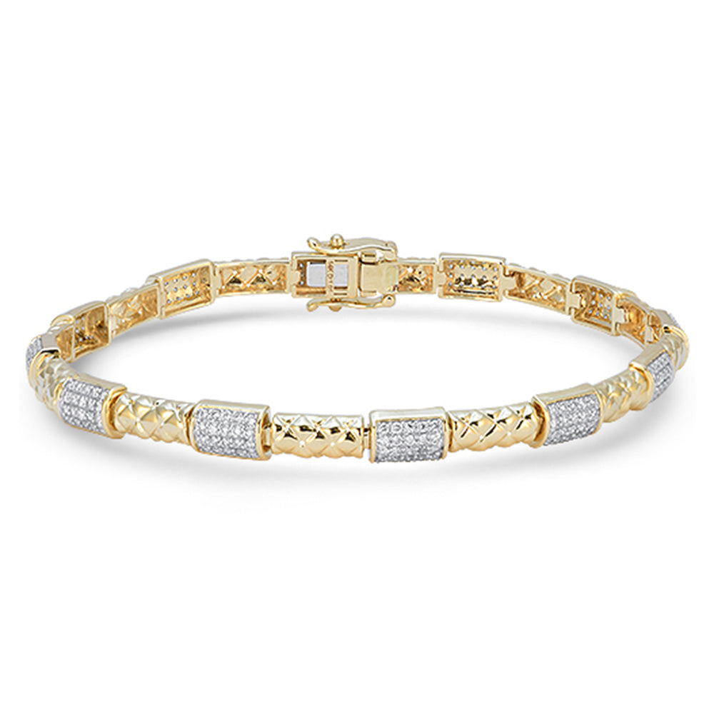 .97ct G SI 14kt Yellow Gold Round Diamond Modern Bracelet 7" Long