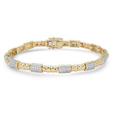 .97ct G SI 14kt Yellow Gold Round Diamond Modern Bracelet 7" Long
