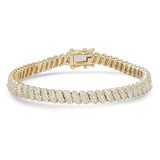 3.26ct G SI 14kt Yellow Gold Round Diamond Bracelet 7" Long