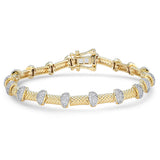 .97ct G SI 14kt Yellow Gold Round Diamond Bracelet 7" Long