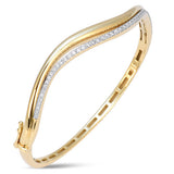 .50ct G SI 14kt Yellow Gold Diamond Modern Wave Design Bangle Bracelet