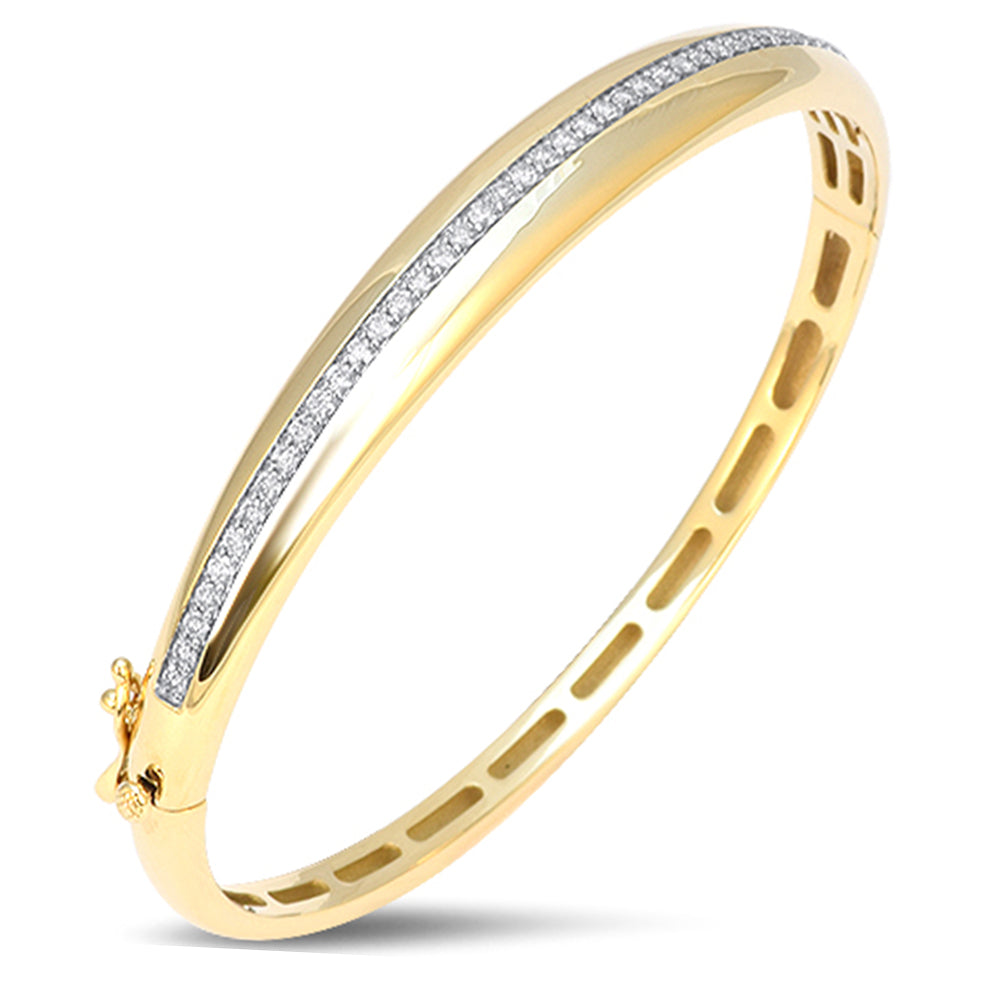 .66ct G SI 14kt Yellow Gold Round Diamond Bangle Bracelet
