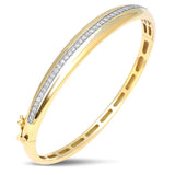 .66ct G SI 14kt Yellow Gold Round Diamond Bangle Bracelet