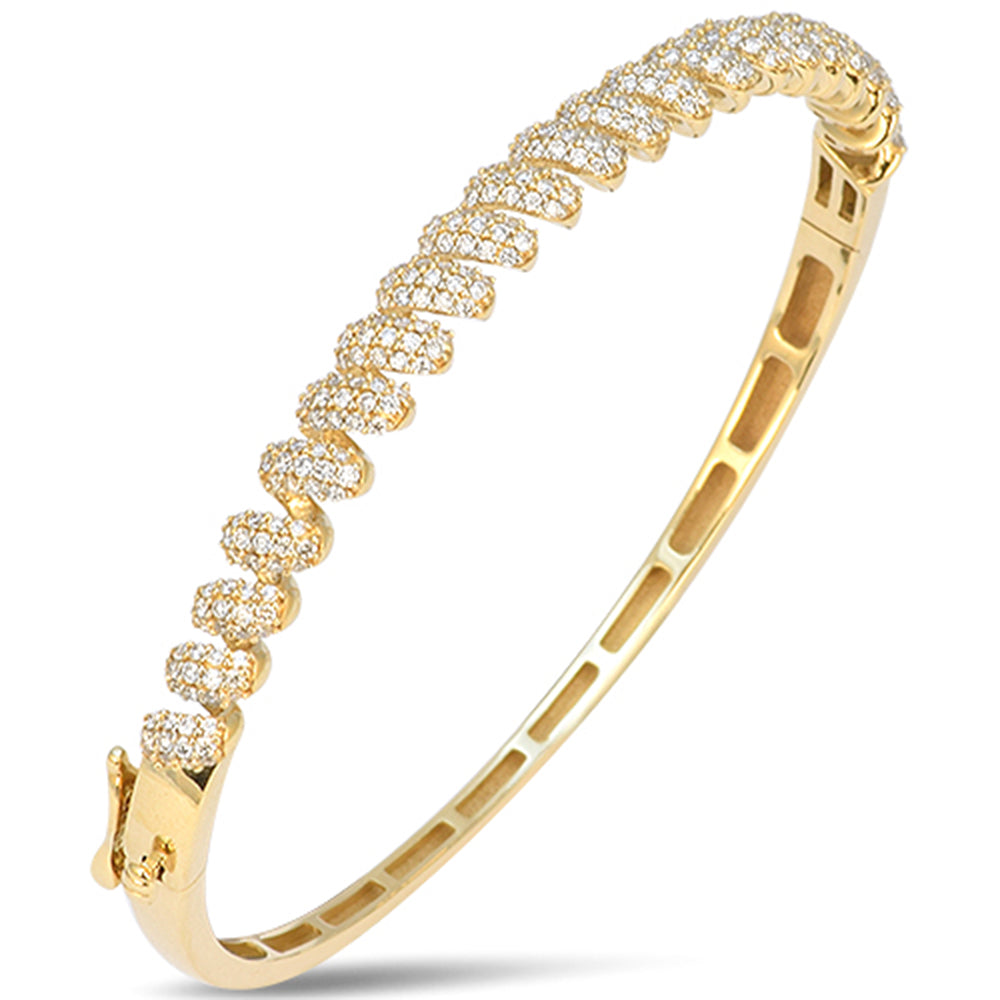 1.19ct G SI 14kt Yellow Gold Round Diamond Twisted Bangle Bracelet