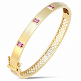 1.20ct G SI 14kt Yellow Gold Pink Sapphire Gemstone Bangle Bracelet