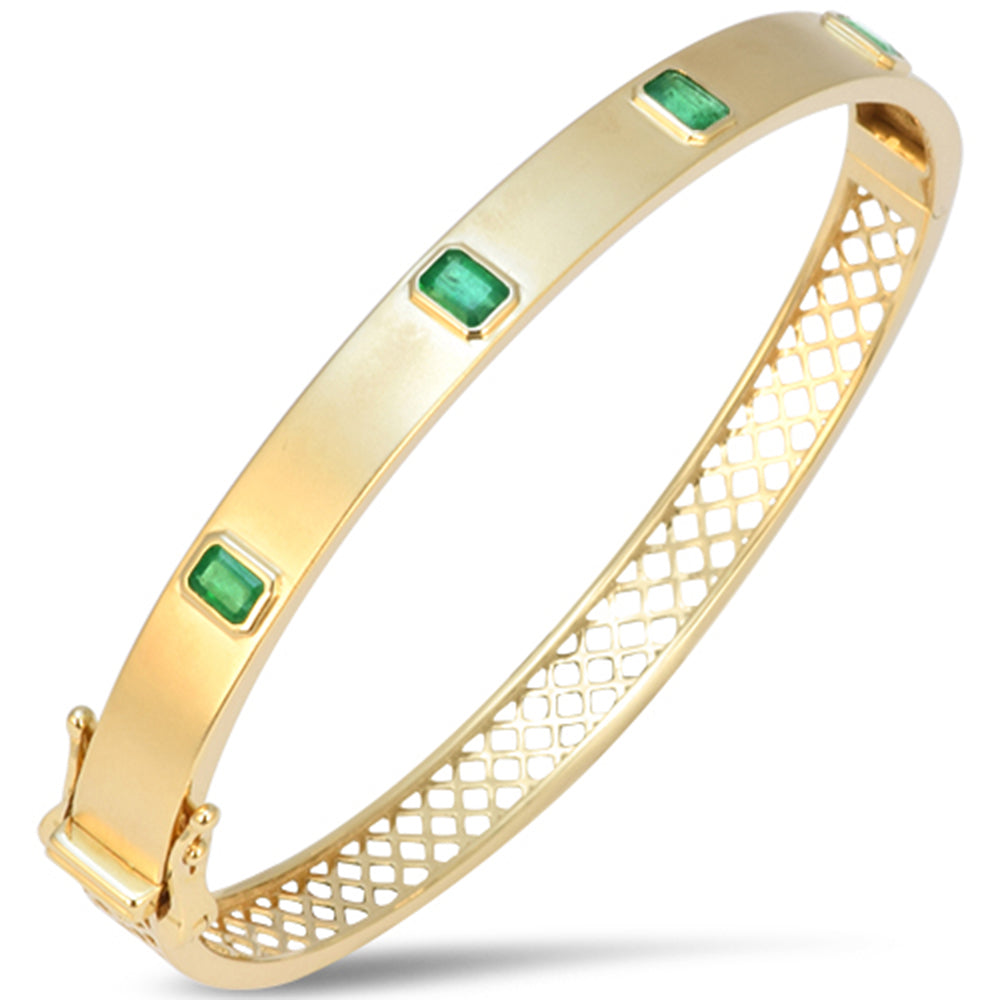 1.00ct 14kt Yellow Gold Emerald Gemstone Bangle Bracelet