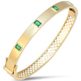 1.00ct 14kt Yellow Gold Emerald Gemstone Bangle Bracelet