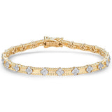 .99ct G SI 14kt Yellow Gold Diamond Clover Bracelet 7" Long