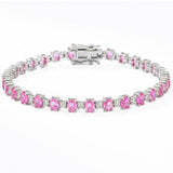7.13ct G SI 14kt White Gold Diamond & Pink Sapphire Gemstone Bracelet 7" Long