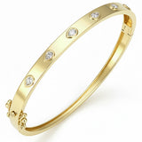 .59ct G SI 14kt Yellow Gold Pear Diamond Bezel Set Bangle Bracelet