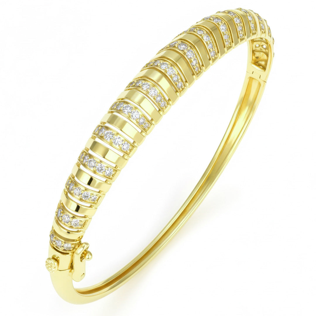 1.14ct G SI 14kt Yellow Gold Diamond Bangle Bracelet