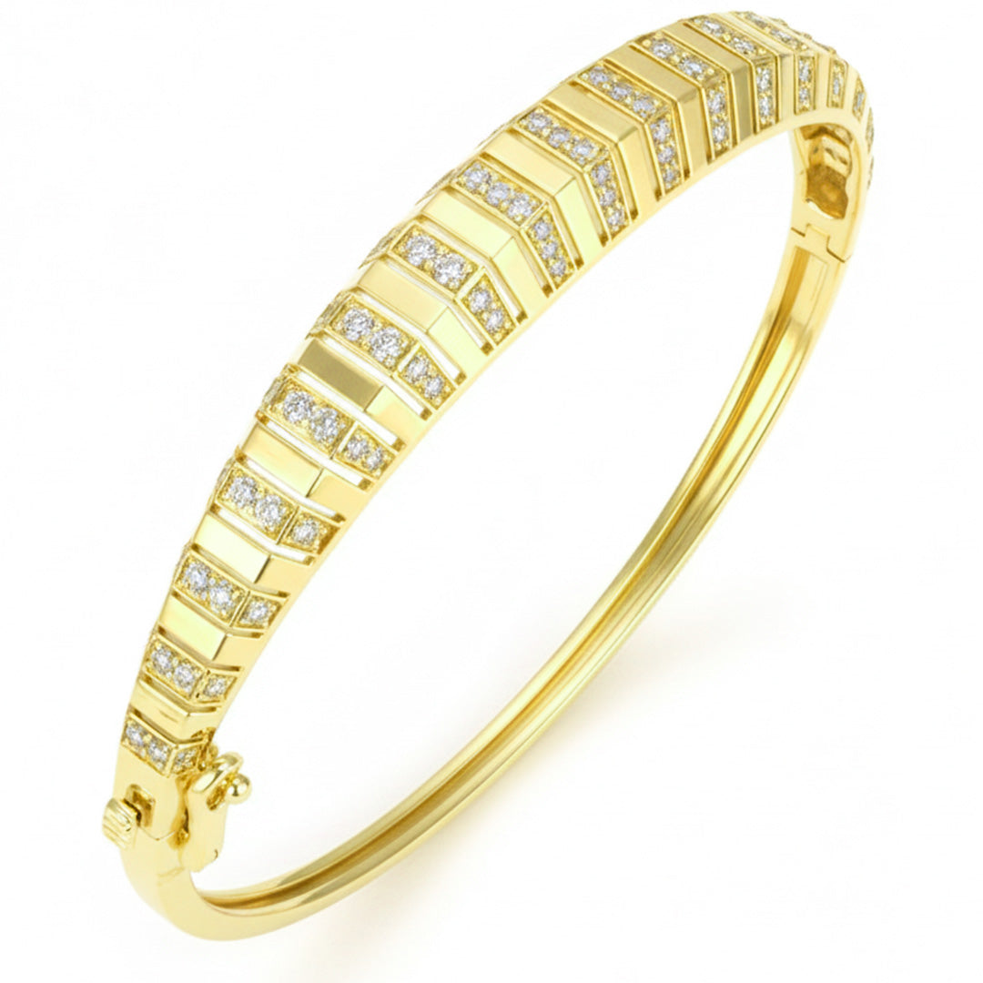 1.31ct G SI 14kt Yellow Gold Modern Diamond Bangle Bracelet