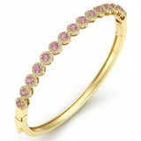 2.20ct G SI 14kt Yellow Gold Diamond & Pink Sapphire Gemstone Bangle Bracelet