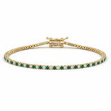 1.83ct G SI 14kt Yellow Gold Diamond & Emerald Gemstone Tennis Bracelet Size 6.5