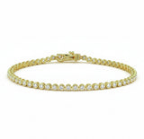 1.44ct G SI 14kt Yellow Gold Diamond Bezel Set Bracelet 7" Long