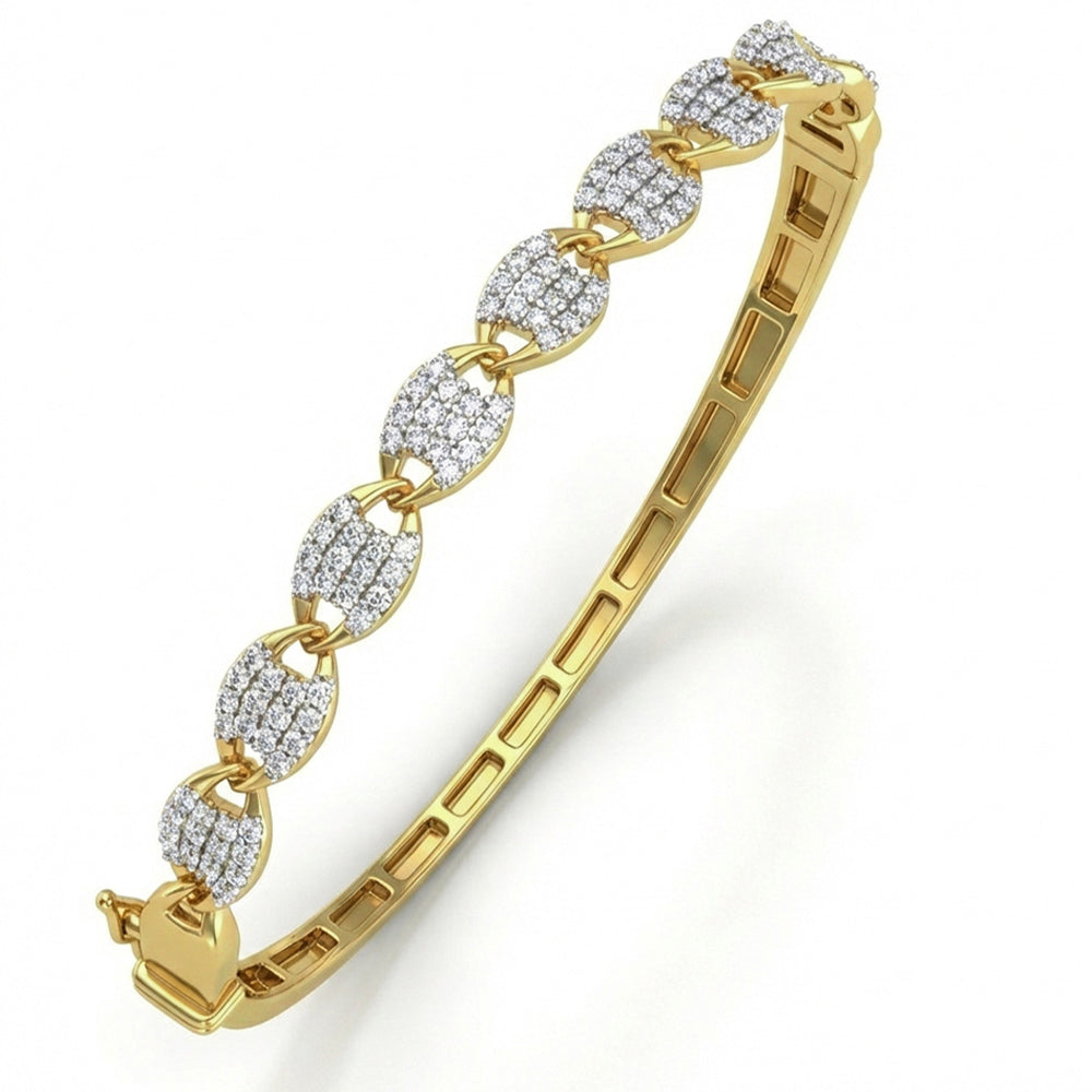 .99ct G SI 14kt Yellow Gold Diamond Bangle Bracelet