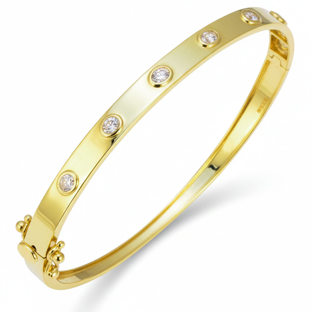.50ct G SI 14kt Yellow Golld Oval Diamond Bezel Set Bangle Bracelet
