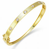 .50ct G SI 14kt Yellow Golld Oval Diamond Bezel Set Bangle Bracelet