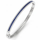 1.73ct G SI 14kt White Gold Diamond & Blue Sapphire Gemstone Bangle Bracelet
