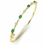 1.16ct G SI 14kt Yellow Gold Diamond & Emerald Gemstone Bangle Bracelet