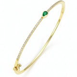 .52ct G SI 14kt Yellow Gold Diamond & Emerald Gemstone Bangle Bracelet