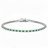 1.83ct G SI 14kt White Gold Diamond & Emerald Gemstone Tennis Bracelet 7" Long