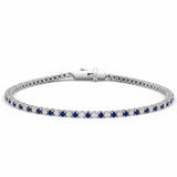 <span style="color:purple">SPECIAL!</span> 2.14ct G SI 14kt White Gold Diamond & Blue Sapphire Gemstone Tennis Bracelet 7" Long