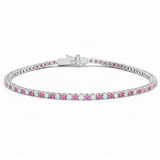 1.97ct G SI 14kt White Gold Diamond & Pink Sapphire Gemstone Tennis Bracelet 7" Long