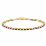 2.10ct G SI 14kt Yellow Gold Diamond & Ruby Gemstone Tennis Bracelet 7" Long