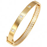 .75ct G SI 14kt Yellow Gold Diamond Bezel Set Bangle Bracelet