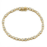 3.17ct G SI 14kt Yellow Gold Multi Shape Diamond Bezel Set Bracelet 7" Long