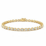 <span style="color:purple">¡ESPECIAL!</span> Pulsera de 3,49ct G SI en oro amarillo de 14kt con diamantes de varias formas engastados en bisel, 7" de largo