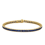 1.99ct 14kt Yellow Gold Blue Sapphire Gemstone Bracelet 6.5" Long