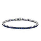 1.99ct 14kt White Gold Blue Sapphire Gemstone Bracelet 6.5" Long