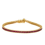 2.37ct 14kt Yellow Gold Pink Sapphire Gemstone Bracelet 6.5" Long