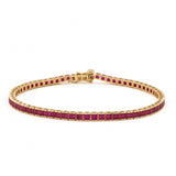 2.68ct 14kt Yellow Gold Ruby Gemstone Bracelet 6.5" Long
