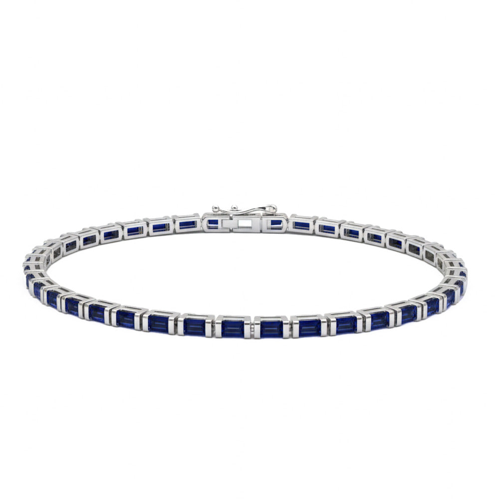 <span style="color:purple">SPECIAL!</span> 2.20ct 14kt White Gold Blue Sapphire Gemstone Bracelet 7" Long