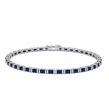 <span style="color:purple">SPECIAL!</span> 2.20ct 14kt White Gold Blue Sapphire Gemstone Bracelet 7" Long
