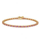 2.20ct 14kt Yellow Gold Pink Sapphire Gemstone Bracelet 7" Long
