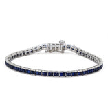 <span style="color:purple">SPECIAL!</span> 3.74ct 14kt White Gold Blue Sapphire Gemstone Bracelet 6.5" Long
