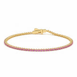 1.41ct G SI 14kt Yellow Gold Pink Sapphire Gemstone Tennis Bracelet 7" Long