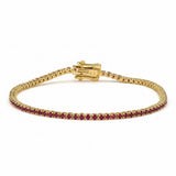 2.03ct G SI 14kt Yellow Gold Ruby Gemstone Tennis Bracelet 7" Long